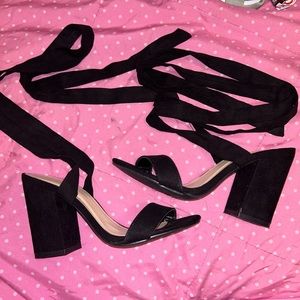 Fashion Nova black lace up heels